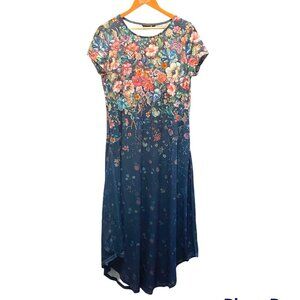 NEW Tendency Boutique Navy Floral Stretch T-Shirt Maxi Dress Size L